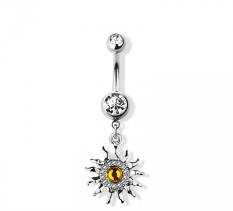 Yellow topaz navel belly bar
