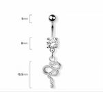 Snake single CZ navel belly bar