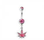 Glittered marijuana navel belly bar