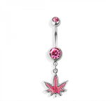 Glittered marijuana navel belly bar