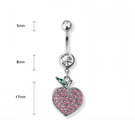 Gem paved peach navel belly bar