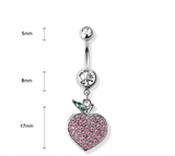 Gem paved peach navel belly bar