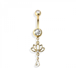 Lotus navel belly bar