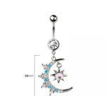 Rising moon sun star navel belly bar