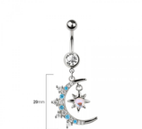 Rising moon sun star navel belly bar