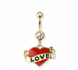 Love navel belly bar