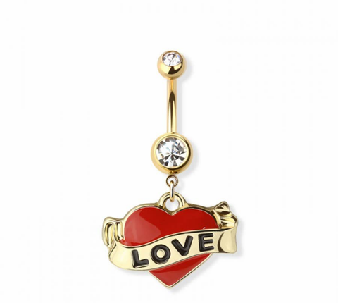 Love navel belly bar