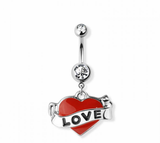 Love navel belly bar