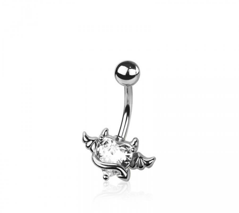 Angel devil navel belly bar