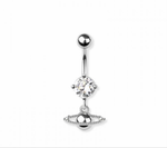 Saturn navel belly bar