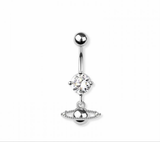 Saturn navel belly bar