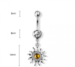 Yellow topaz navel belly bar