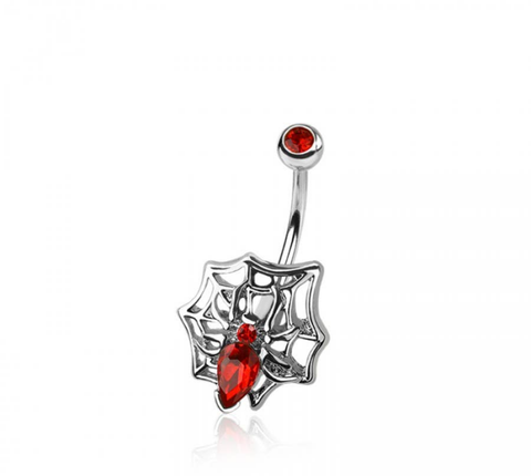 Spider in Web navel belly bar