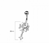 Lotus flower CZ navel belly bar