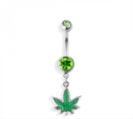Glittered marijuana navel belly bar