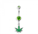 Glittered marijuana navel belly bar