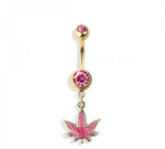 Glittered marijuana navel belly bar