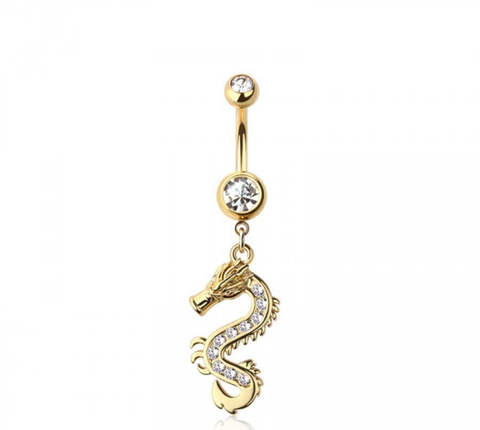 Dragon navel belly bar