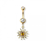 Yellow topaz navel belly bar