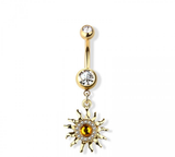 Yellow topaz navel belly bar