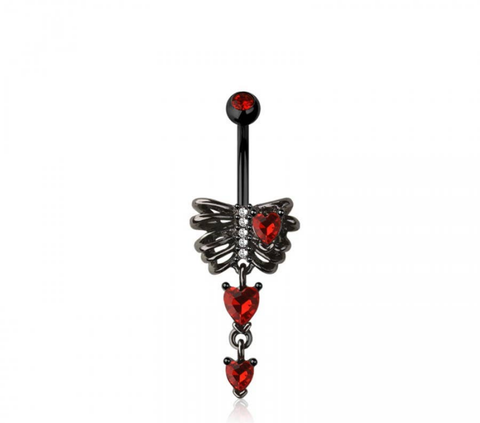 Cage heart navel belly bar