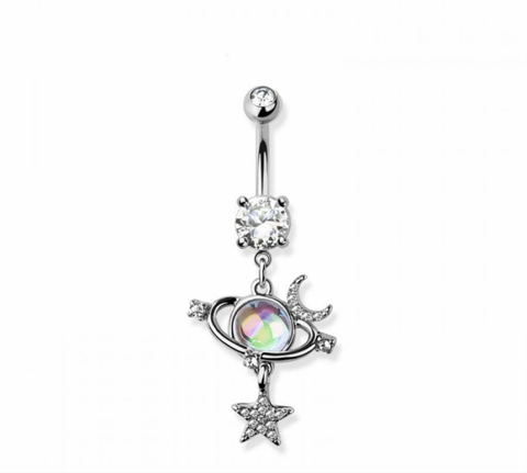 Orbit planet navel belly bar