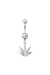 Marijuana leaf navel belly bar