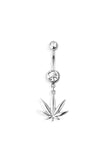 Marijuana leaf navel belly bar