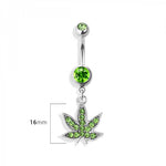 Marijuana green stones navel belly bar