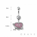 Heart orbit navel belly bar