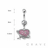 Heart orbit navel belly bar