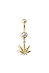 Marijuana leaf navel belly bar