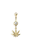 Marijuana leaf navel belly bar