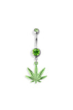 Marijuana leaf navel belly bar