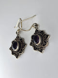 Amethyst Flower large drop earrings