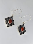 Carnelian Flower large drop earrings