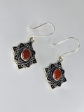 Carnelian Flower large drop earrings