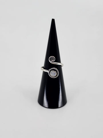 Gemstone spiral tribal ring