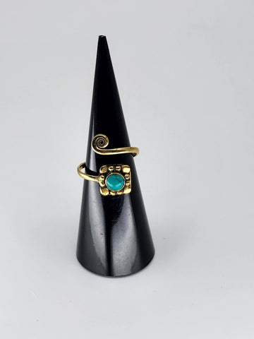 Gemstone spiral tribal ring