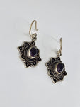 Amethyst Flower large drop earrings