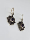 Amethyst Flower large drop earrings