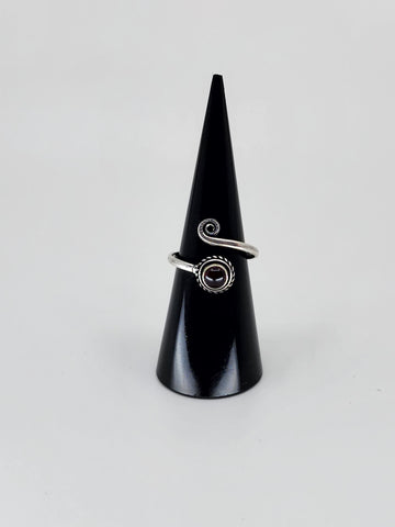 Gemstone spiral tribal ring