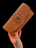 Vegan suede gemstone wallet