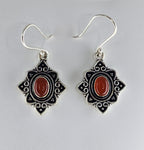 Carnelian Flower large drop earrings