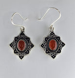 Carnelian Flower large drop earrings