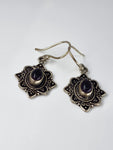 Amethyst Flower large drop earrings