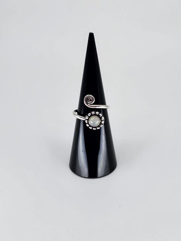 Gemstone spiral tribal ring