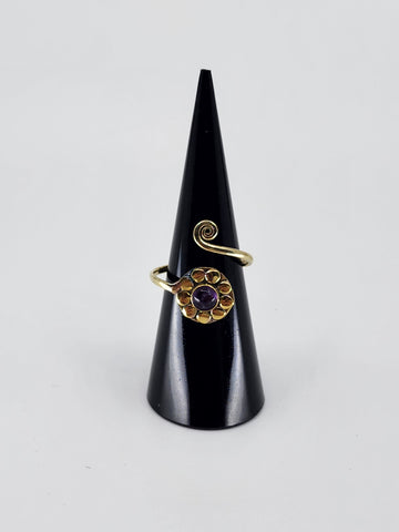 Gemstone spiral tribal ring
