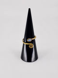 Gemstone spiral tribal ring