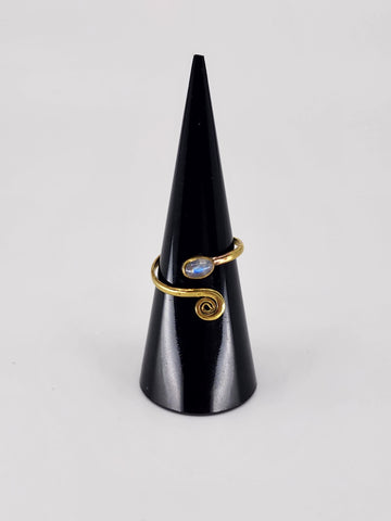 Gemstone spiral tribal ring